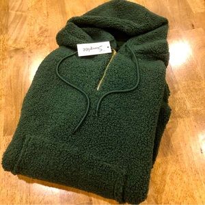 Simplee long pullover large green hooded sweatshirt